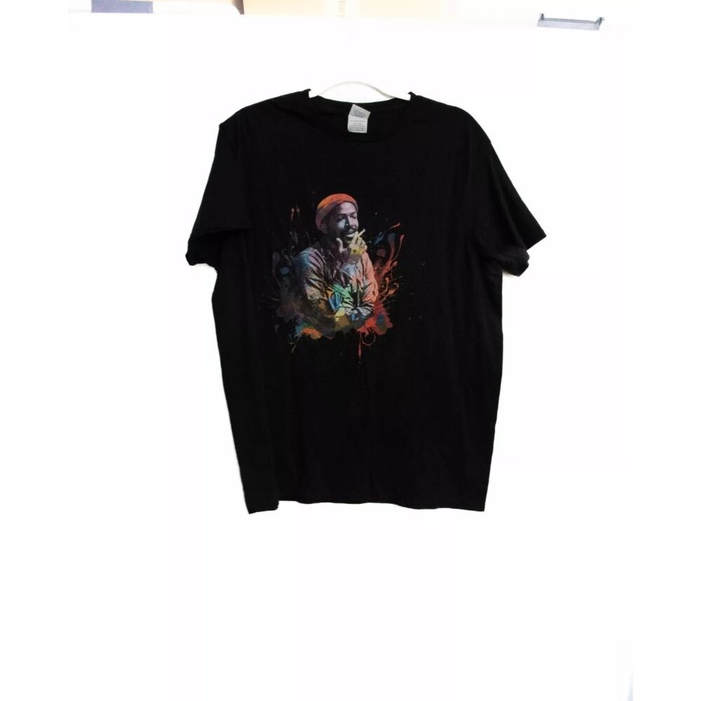 Delta Ringspun Mens Black Cotton T Shirt Graphic Crew Pullover Short Sleeve XL